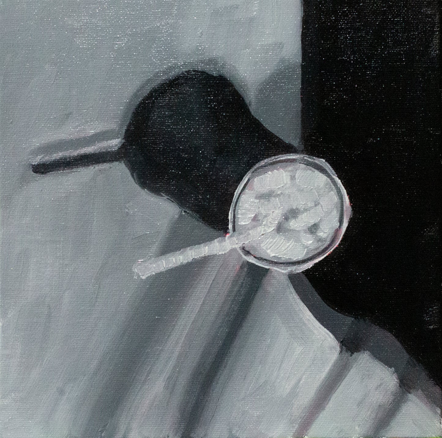 "1225" - Black and White Monochromatic Original Oil Painting