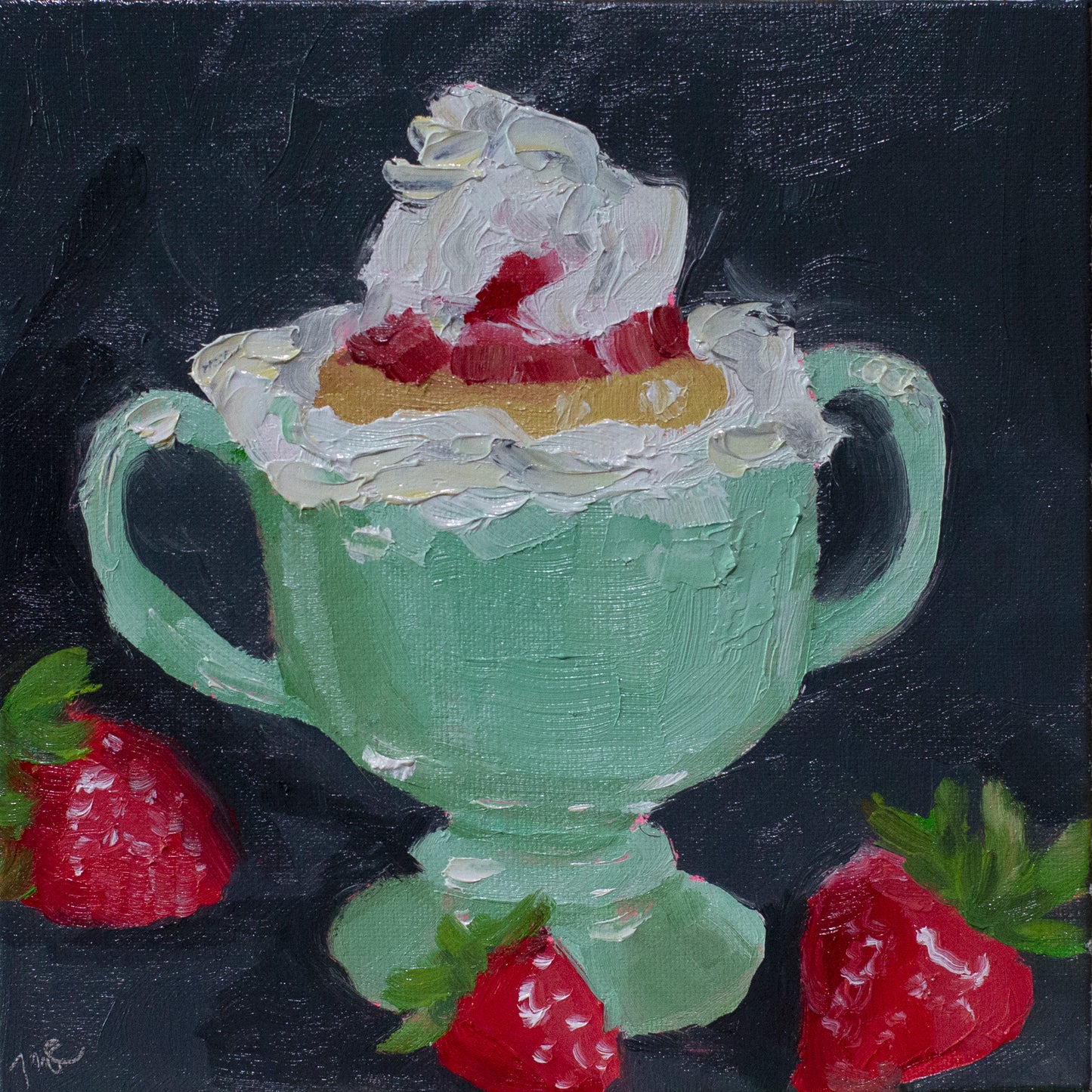 Strawberry Shortcake - Original Oil Painting - Still Life